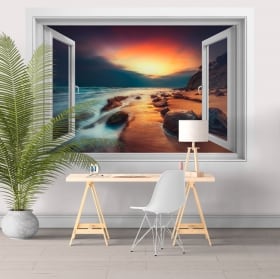 Vinyle les murs coucher de soleil dans l'océan 3d