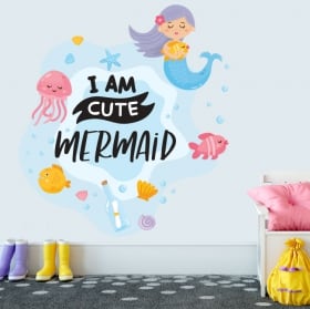 Vinyle d&eacute;coratif phrase anglaise i am cute mermaid