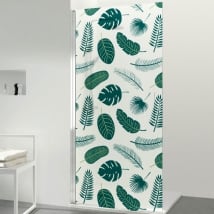 Vinyle pour écrans de salle de bain feuilles tropicales
