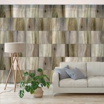 Peintures murales de vinyle carrés effet bois