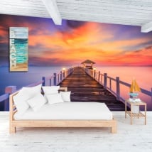 Peintures murales de vinyle passerelle sur la plage