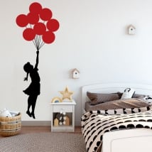 Vinyle décoratif et des autocollants banksy fille avec des ballons