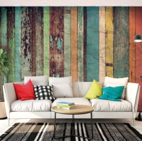 Peintures murales de vinyle effet bois blanc rustique