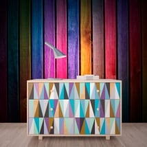 Peintures murales imitation bois multicolore