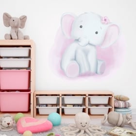 Vinyle et autocollants pour enfants ou b&eacute;b&eacute;s &eacute;l&eacute;phant et lapin