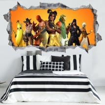 Vinyles 3d trou de mur jeu vidéo fortnite