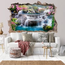 Vinyls trou de mur 3d chutes d'eau en thaïlande