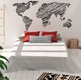 Carte du monde vinyle décoratif pointe cercles