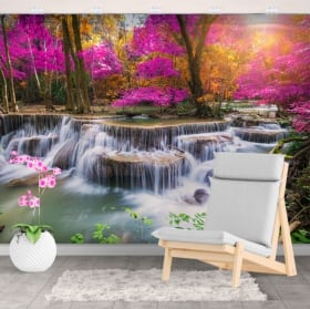 Papiers peints cascades dans la for&ecirc;t en automne