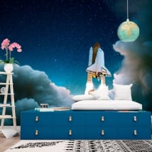 Peintures murales de vinyle décollage de fusée spatiale