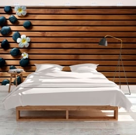 Murales de vinyle pierres et fleurs zen