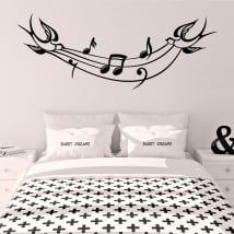 Vinyle décoratif porteuse de musique et les oiseaux