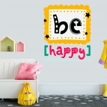 Vinyle et autocollants décoratifs phrase be happy