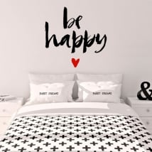 Vinyle et autocollants phrase be happy