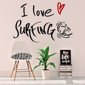 Vinyle d&eacute;coratif phrases i love surfing
