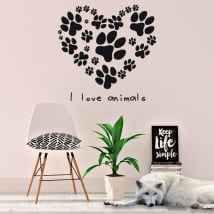 Vinyle et autocollants phrase i love animals