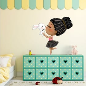 Autocollants en vinyle fille et lapin