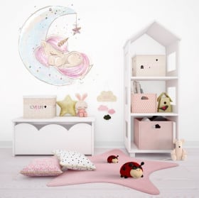 Vinyle pour enfants ou adolescents licorne sur la lune