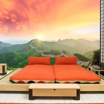 Papiers peints coucher de soleil sur la grande muraille de chine