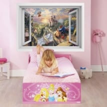 Vinyle et autocollants disney fenêtre 3d la belle et la bête
