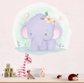 Autocollants en vinyle pour enfants &eacute;l&eacute;phant et papillons