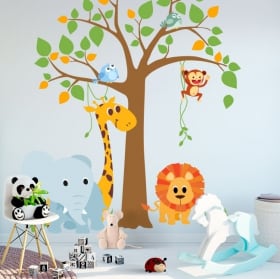 Vinyles et autocollants pour enfants arbre avec des animaux