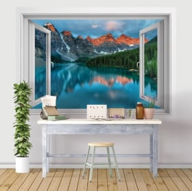 Vinyle et autocollants fen&ecirc;tres 3d lac et montagnes de l'inde