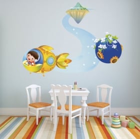 Vinyle d&eacute;coratif les enfants et l'avion