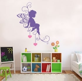 Vinyle ou autocollants ange avec coeurs