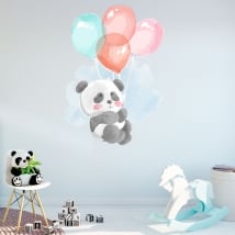 Vinyles et autocollants pour enfants ours panda avec des ballons