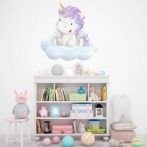 Autocollants et vinyle pour enfants licorne dans le nuage