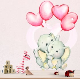 Vinyles et autocollants &eacute;l&eacute;phants avec des ballons love