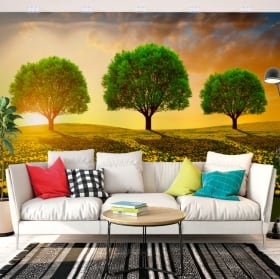 Papiers peints en vinyle arbres dans le pr&eacute;
