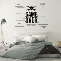 Autocollants de jeux vidéo game over insert coin