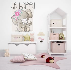 Vinyle et autocollants pour enfants les animaux be happy