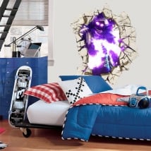 Autocollants en vinyle fortnite mur de trou 3d