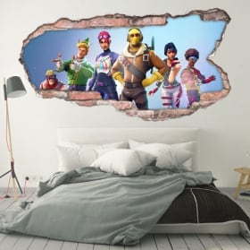 Vinyles d&eacute;coratifs murs 3d jeu vid&eacute;o fortnite