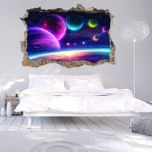 Stickers muraux 3d couleurs de l'espace stellaire