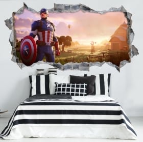 Vinyles 3d captain america jeu vid&eacute;o fortnite