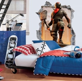 Vinyle trou mur 3d jeu vid&eacute;o fortnite