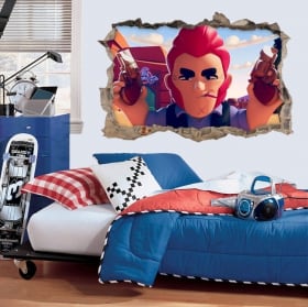 Autocollants trou 3d jeu vid&eacute;o brawl stars