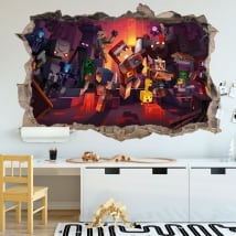 Vinyles décoratifs trou 3d jeu vidéo minecraft