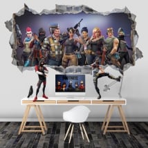 Vinyle et autocollants trou jeu vidéo fortnite 3d