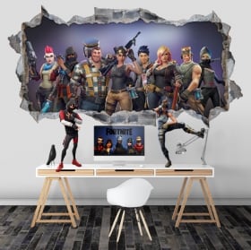Vinyle et autocollants trou jeu vid&eacute;o fortnite 3d