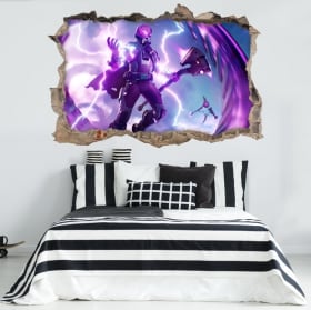 Vinyles et autocollants trou mur fortnite 3d