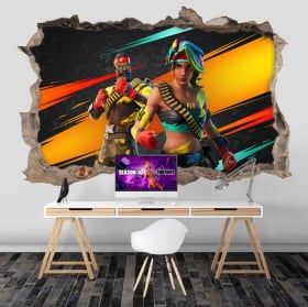 Vinyle adh&eacute;sif 3d mur de trou jeu vid&eacute;o fortnite