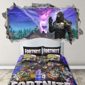 Autocollants en vinyle trou mur jeu vid&eacute;o fortnite 3d