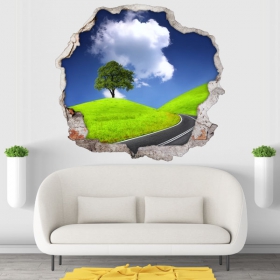 Vinyles et autocollants arbre et route 3d