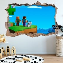 Autocollants trou 3d jeu vidéo minecraft