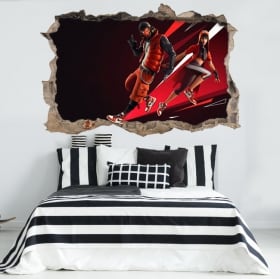 Vinyles et autocollants mur de trou jeu vid&eacute;o fortnite nba